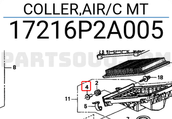Honda 17216P2A005 COLLER,AIR/C MT