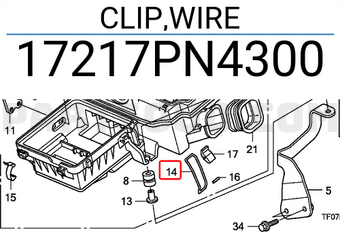 Honda 17217PN4300 CLIP,WIRE