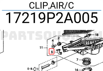Honda 17219P2A005 CLIP,AIR/C