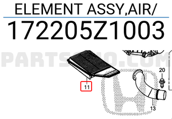 Honda 172205Z1003 ELEMENT ASSY,AIR/