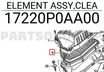 Honda 17220P0AA00 ELEMENT ASSY,CLEA