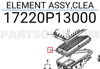 Honda 17220P13000 ELEMENT ASSY,CLEA