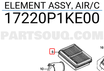Honda 17220P1KE00 ELEMENT ASSY, AIR/C