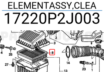 Honda 17220P2J003 ELEMENTASSY,CLEA