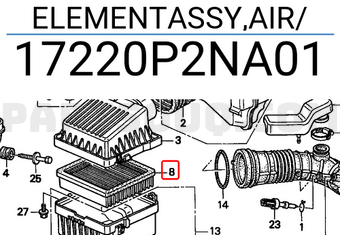 Honda 17220P2NA01 ELEMENTASSY,AIR