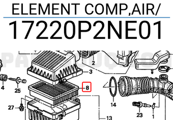 Honda 17220P2NE01 ELEMENT COMP,AIR