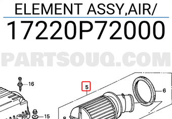 Honda 17220P72000 ELEMENT ASSY,AIR