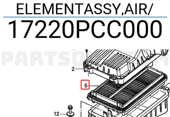Honda 17220PCC000 ELEMENTASSY,AIR