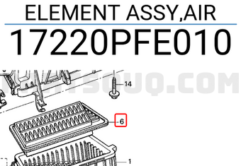 Honda 17220PFE010 ELEMENT ASSY,AIR
