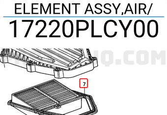 Honda 17220PLCY00 ELEMENT ASSY,AIR