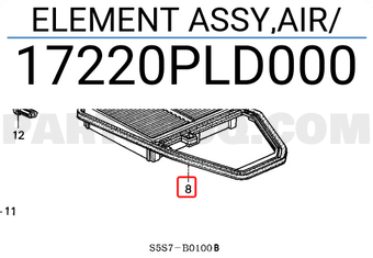 Honda 17220PLD000 ELEMENT ASSY,AIR