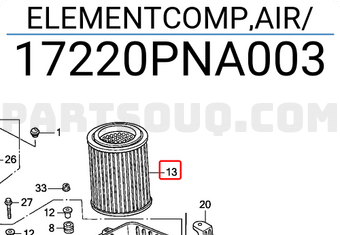 Honda 17220PNA003 ELEMENTCOMP,AIR