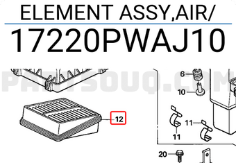 Honda 17220PWAJ10 ELEMENT ASSY,AIR
