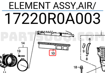 Honda 17220R0A003 ELEMENT ASSY,AIR/