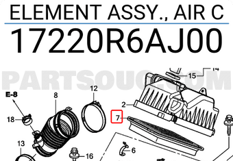Honda 17220R6AJ00 ELEMENT ASSY., AIR C
