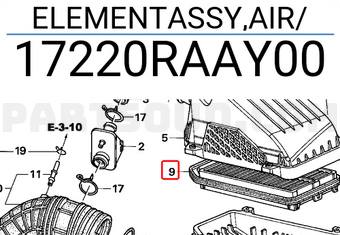 Honda 17220RAAY00 ELEMENTASSY,AIR