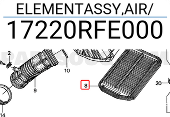 Honda 17220RFE000 ELEMENTASSY,AIR