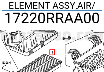 Honda 17220RRAA00 ELEMENT ASSY,AIR