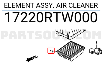 Honda 17220RTW000 ELEMENT ASSY. AIR CLEANER
