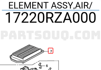Honda 17220RZA000 ELEMENT ASSY,AIR
