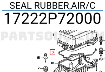 Honda 17222P72000 SEAL RUBBER,AIR/C