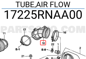 Honda 17225RNAA00 TUBE,AIR FLOW