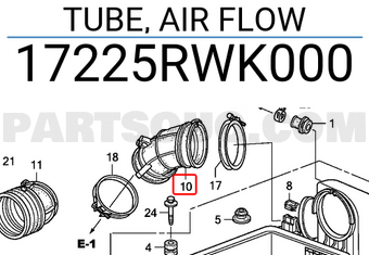 Honda 17225RWK000 TUBE, AIR FLOW