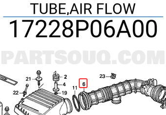 Honda 17228P06A00 TUBE,AIR FLOW