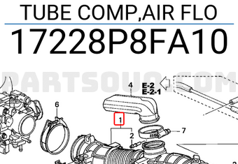 Honda 17228P8FA10 TUBE COMP,AIR FLO