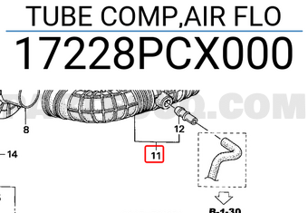 Honda 17228PCX000 TUBE COMP,AIR FLO