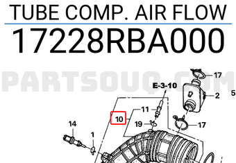 Honda 17228RBA000 TUBE COMP. AIR FLOW