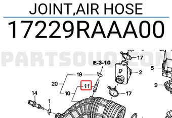 Honda 17229RAAA00 JOINT,AIR HOSE
