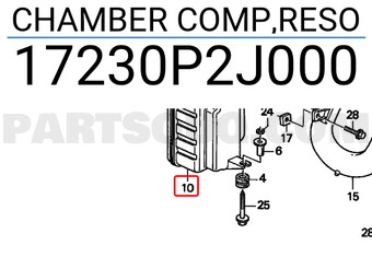 Honda 17230P2J000 CHAMBER COMP,RESO