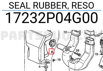 Honda 17232P04G00 SEAL RUBBER, RESO
