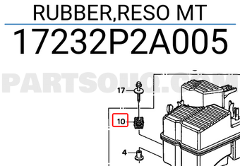 Honda 17232P2A005 RUBBER,RESO MT