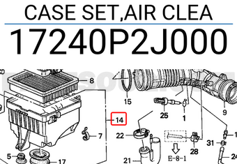 Honda 17240P2J000 CASE SET,AIR CLEA