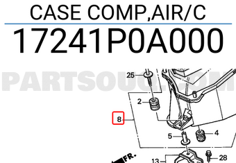 Honda 17241P0A000 CASE COMP,AIR/C