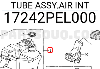 Honda 17242PEL000 TUBE ASSY,AIR INT