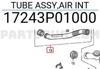 Honda 17243P01000 TUBE ASSY,AIR INT