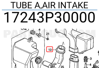 Honda 17243P30000 TUBE A,AIR INTAKE