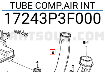 Honda 17243P3F000 TUBE COMP,AIR INT