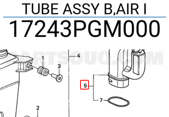 Honda 17243PGM000 TUBE ASSY B,AIR I