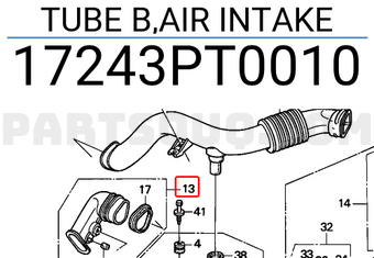 Honda 17243PT0010 TUBE B,AIR INTAKE