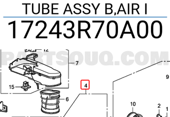 Honda 17243R70A00 TUBE ASSY B,AIR I