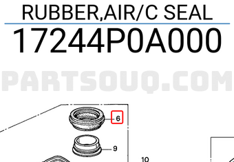 Honda 17244P0A000 RUBBER,AIR/C SEAL