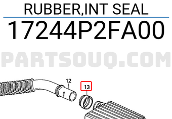 Honda 17244P2FA00 RUBBER,INT SEAL