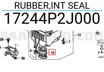 Honda 17244P2J000 RUBBER,INT SEAL