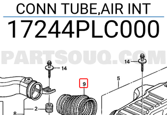 Honda 17244PLC000 CONN TUBE,AIR INT