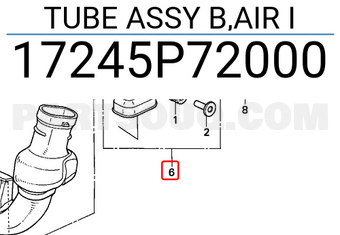 Honda 17245P72000 TUBE ASSY B,AIR I