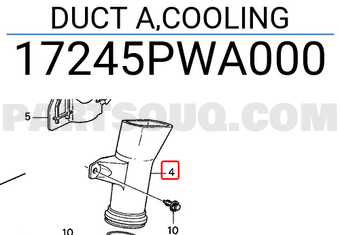 Honda 17245PWA000 DUCT A,COOLING